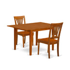 East West Furniture MLPL3-SBR-W 3 Piece Modern Dining Table Set Contains a Rectangle Wooden Table with Butterfly Leaf and 2 Dining Room Chairs, 36x54 Inch, Saddle Brown