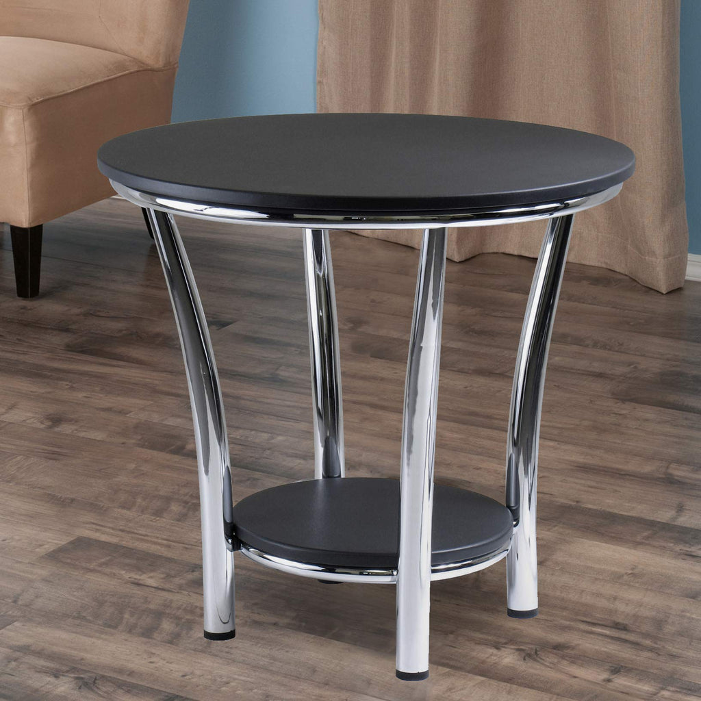 Winsome Wood Maya Occasional Table, Black/Metal, 23.82 inches, Modern