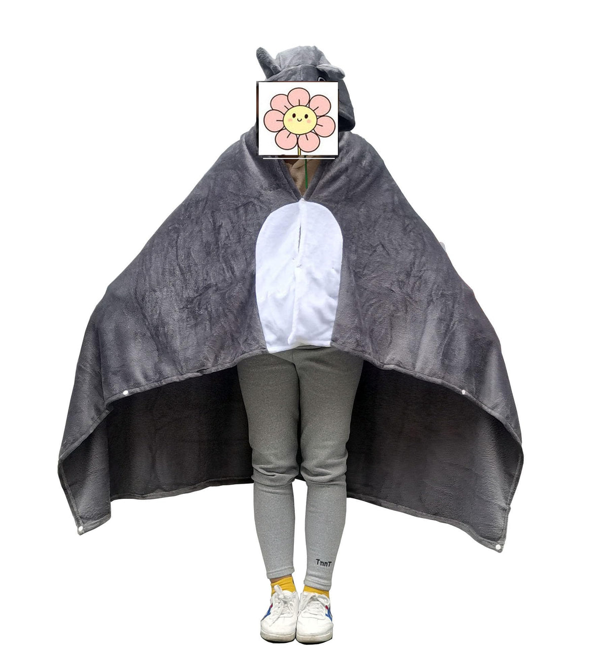 Anime Throw Blanket Flannel Fleece Blanket Cosplay Hooded Cloak Fluffy Shawl Wrap Nap Quilt (67'X35.5', Gray)