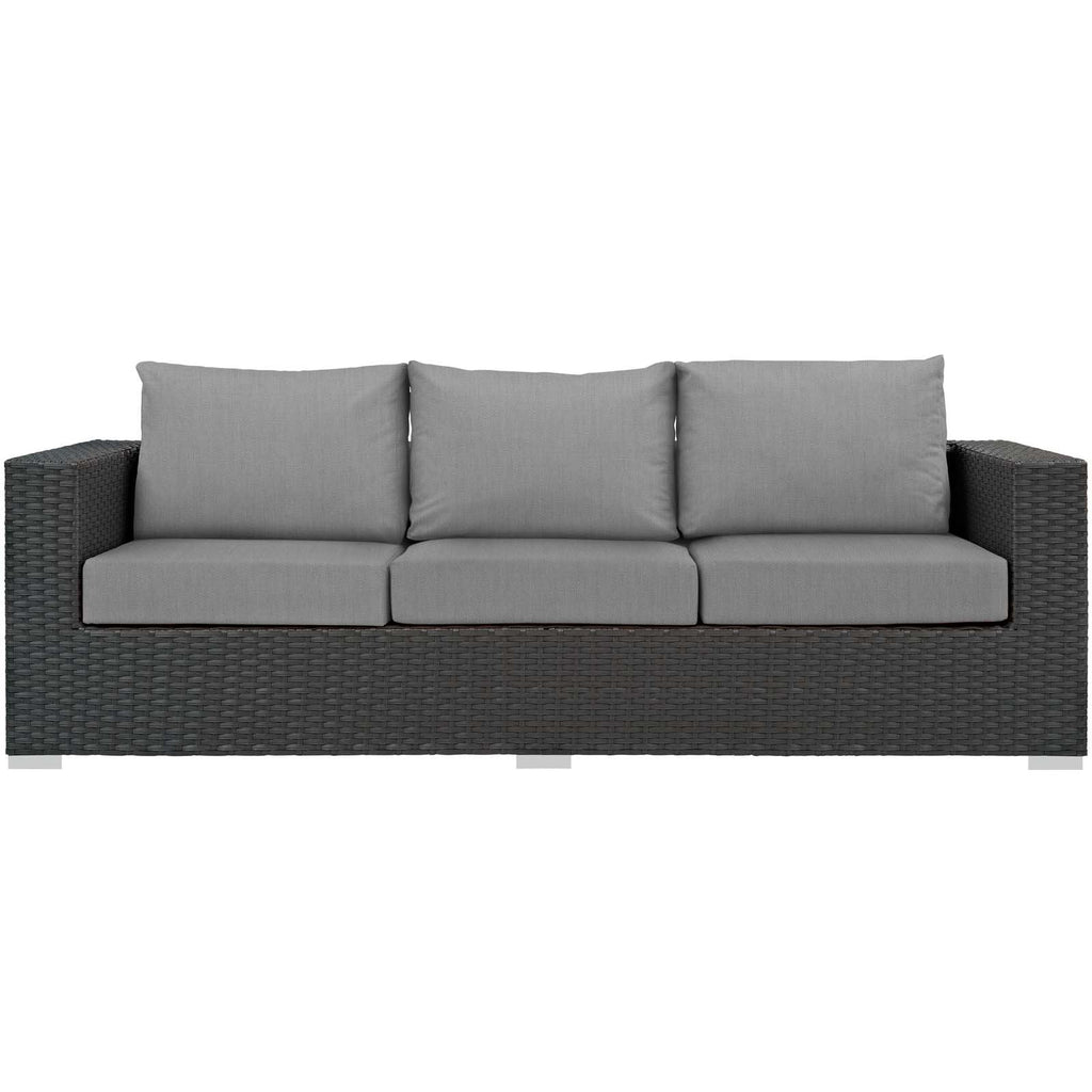 Modway EEI-1860 Sojourn Wicker Rattan Outdoor Patio Sunbrella Fabric Sofa in Canvas Gray