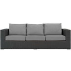 Modway EEI-1860 Sojourn Wicker Rattan Outdoor Patio Sunbrella Fabric Sofa in Canvas Gray