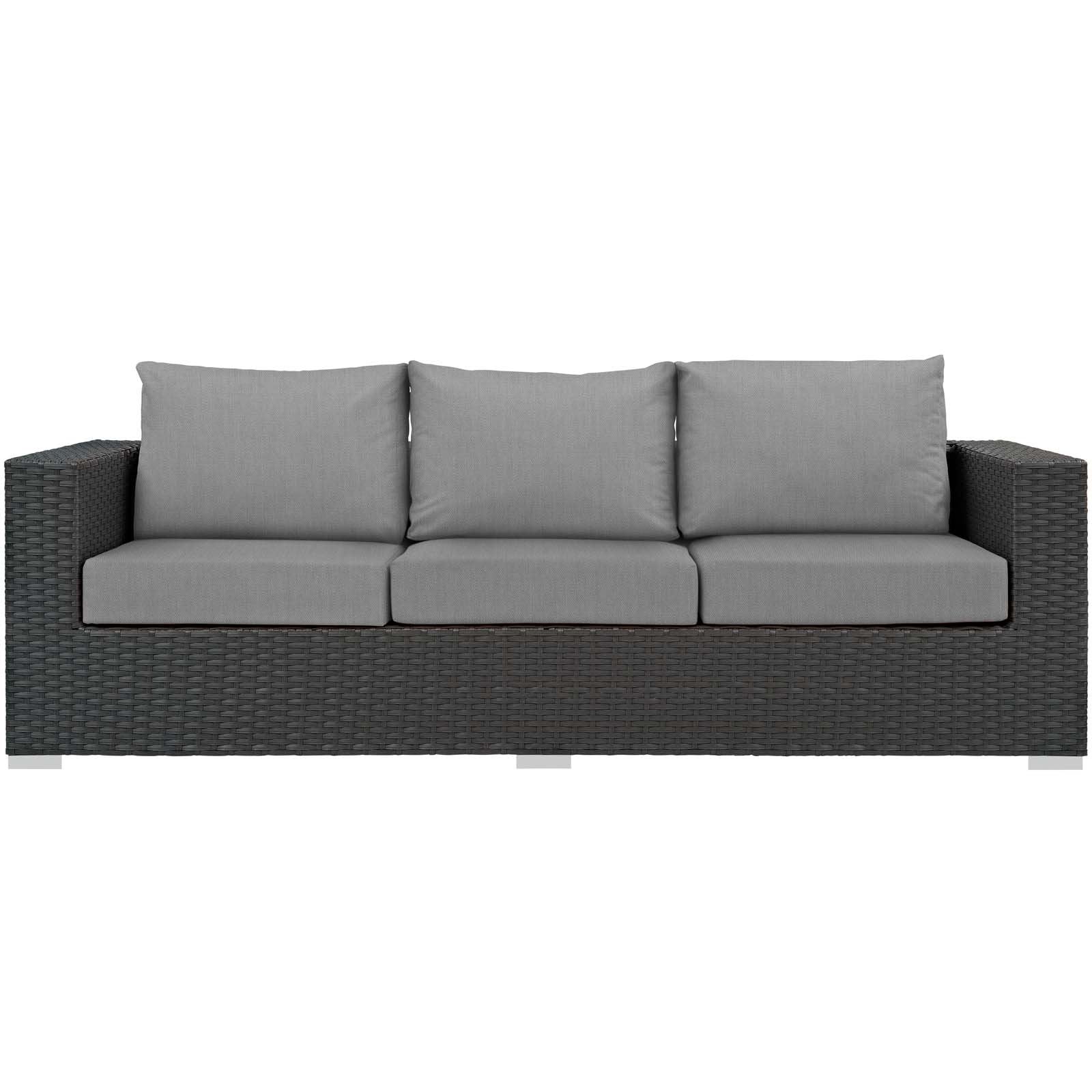 Modway EEI-1860 Sojourn Wicker Rattan Outdoor Patio Sunbrella Fabric Sofa in Canvas Gray