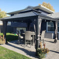 Domi 10'X12' Hardtop Gazebo Canopy,Outdoor Aluminum Gazebo With Galvanized Steel Double Roof,Permanent Gazebo With Drainage Syst