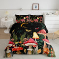 Feelyou Kids Mushroom Bedding Set Natural Wild Fungus Comforter Set for Kids Boys Girls Botanical Plants Duvet Set Butterfly Com
