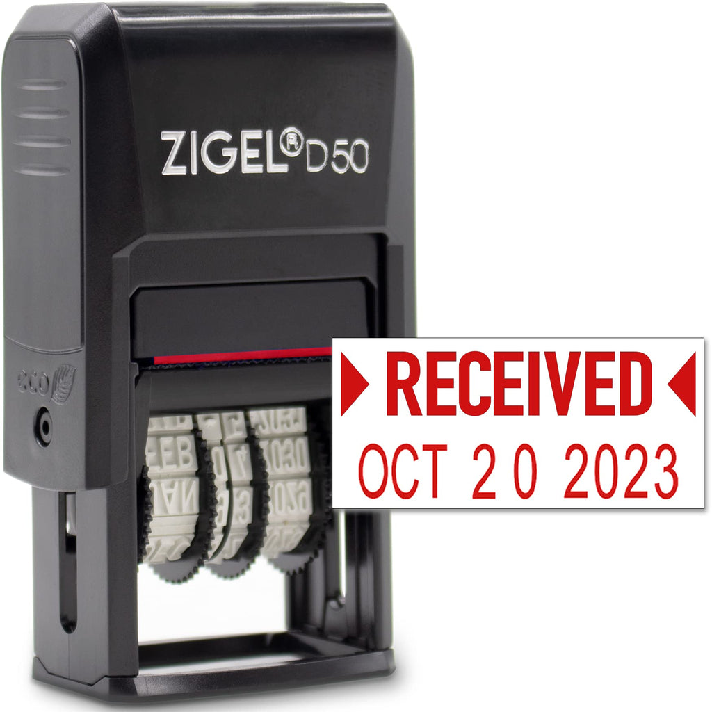 Zigel D50 Date Stamp With Received - Self Inking Date Stamp - Red