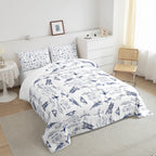 Feelyou Aircraft Bedding Set Kids Airplane Print Comforter Set Boys Girls Decor Aircraft Flying Comforter Cover Set Microfiber S
