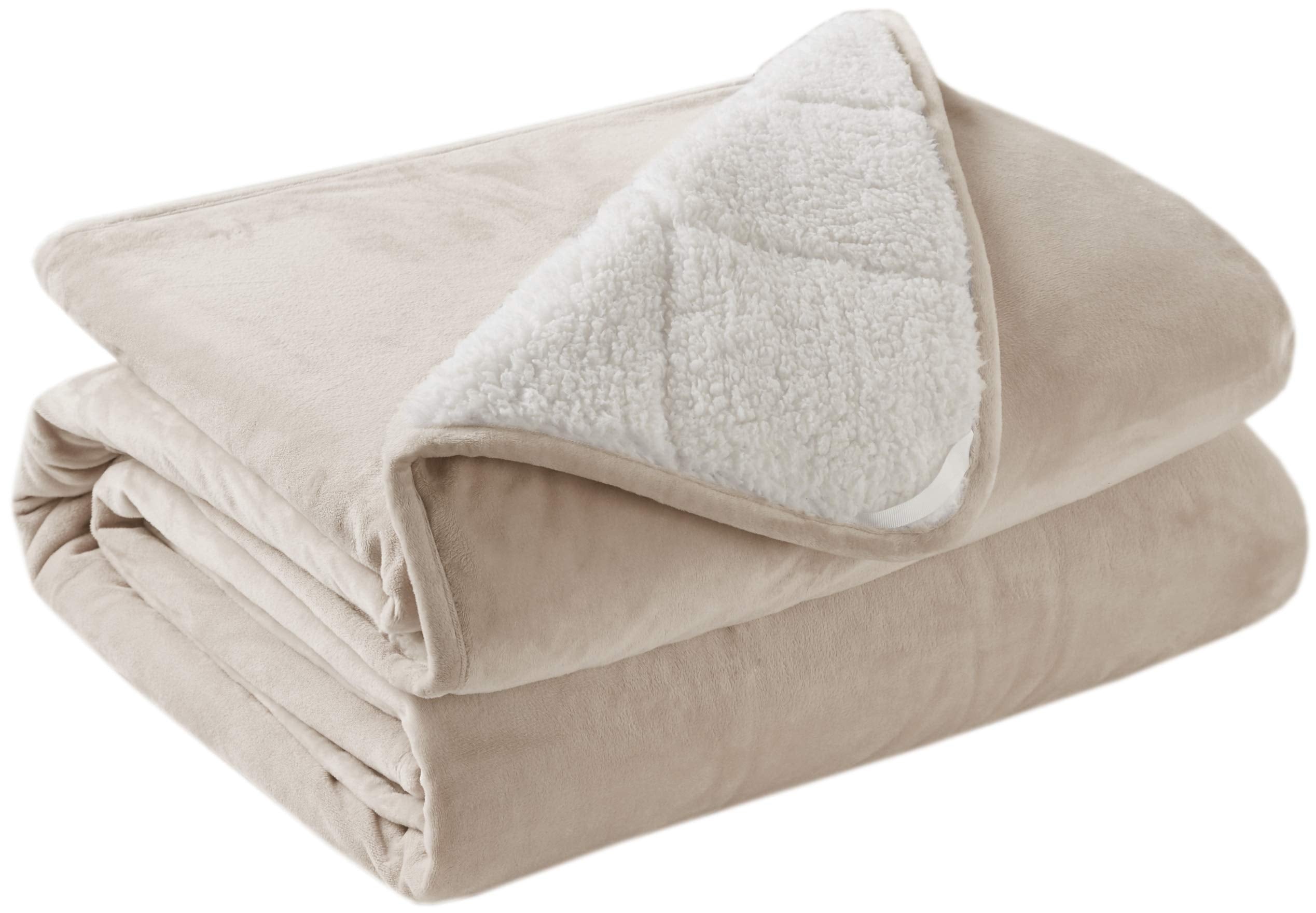 Degrees Of Comfort Weighted Blanket Full Size 20 Lbs For Adults, Soft Cozy Fleece Sherpa Heavy Blankets 20Lbs, Sand, 60X80 Inch