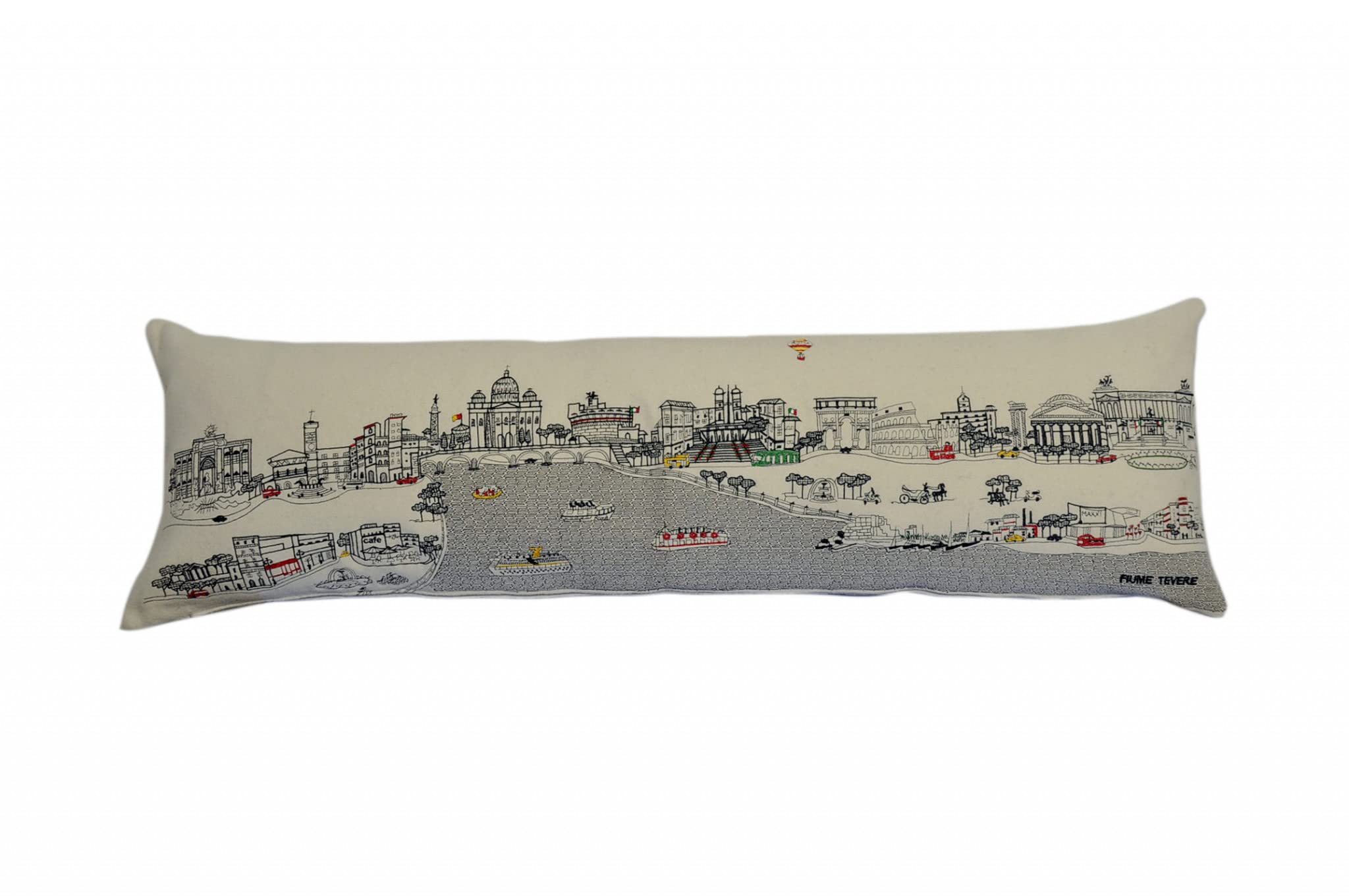 HomeRoots Cream 45' White Rome Daylight Skyline Lumbar Decorative Pillow