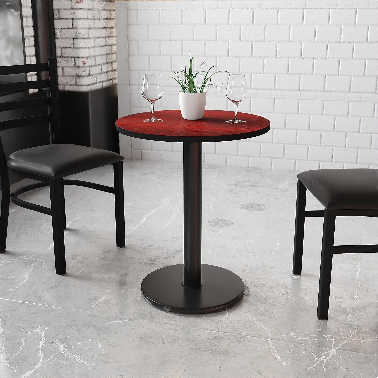 Flash Furniture 24'' Round Mahogany Laminate Table Top With 18'' Round Table Height Base