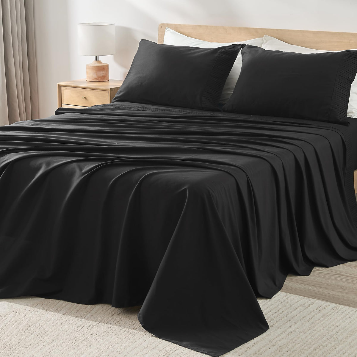 Andency Black Sheets Full Set 4 Pieces, Super Soft Sheets For Full Size Bed, Microfiber Full Sheet Set, Deep Pocket Up To 16', Hotel Luxury Breathable & Cooling Bedding Sheets & Pillowcases