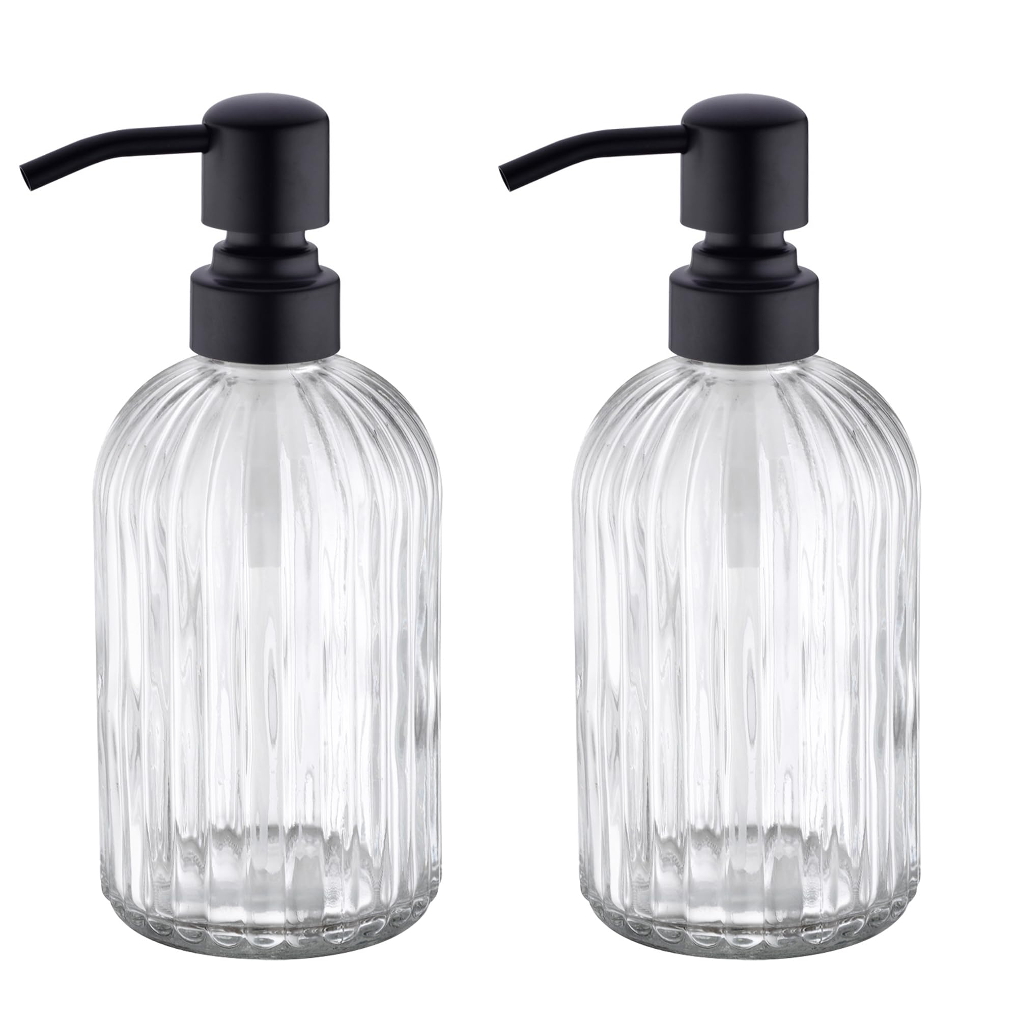 Leetcp Rose Gold Glass Soap Dispenser with Rust Proof Metal Pump,16oz Vintage Soap Dispenser,Clear Glass Dish Soap Dispenser for