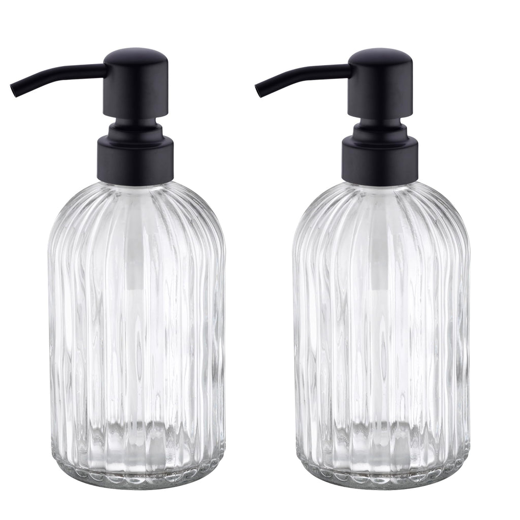 Leetcp Rose Gold Glass Soap Dispenser with Rust Proof Metal Pump,16oz Vintage Soap Dispenser,Clear Glass Dish Soap Dispenser for