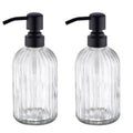 Leetcp Rose Gold Glass Soap Dispenser with Rust Proof Metal Pump,16oz Vintage Soap Dispenser,Clear Glass Dish Soap Dispenser for