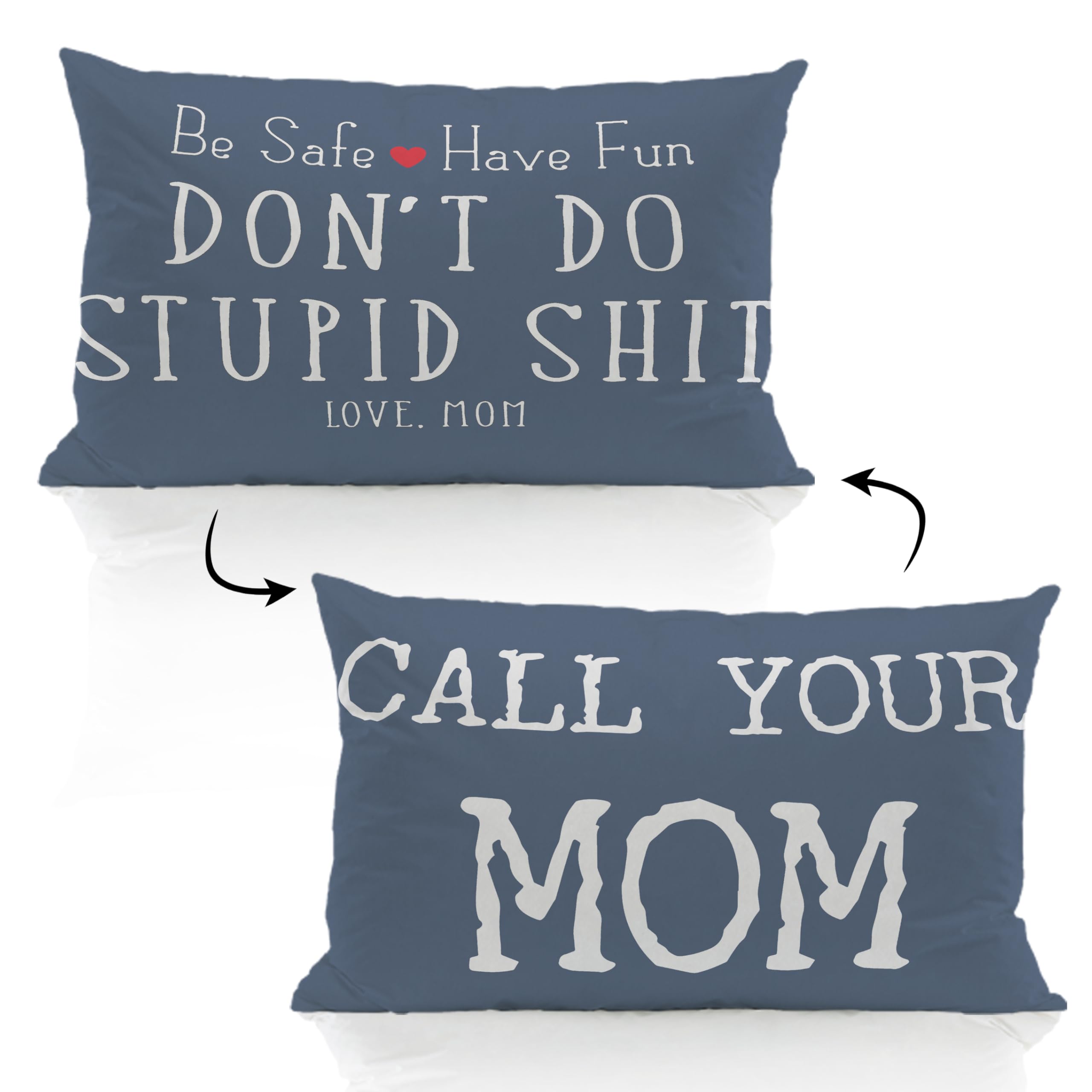 Zjsyxxu Call Your Mom Lumbar Navy Blue 12 X 20 Pillow Cover - Funny Throw Pillows For Couch, College Dorm Room Decor, Son Daught