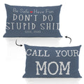 Zjsyxxu Call Your Mom Lumbar Navy Blue 12 X 20 Pillow Cover - Funny Throw Pillows For Couch, College Dorm Room Decor, Son Daught