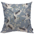 Hosnye Crane Throw Pillow Case Cushion Covers Flying Bird Flower Blue White Cotton Linen For Couch Bed Sofa Car Waist 20 X 20 In