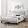 Modway Phillipa Performance Velvet King Platform Bed In Ligth Gray With Black Wood Legs
