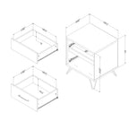 South Shore Olvyn 2-Drawer Nightstand-End Table with Storage, Natural Walnut and Charcoal