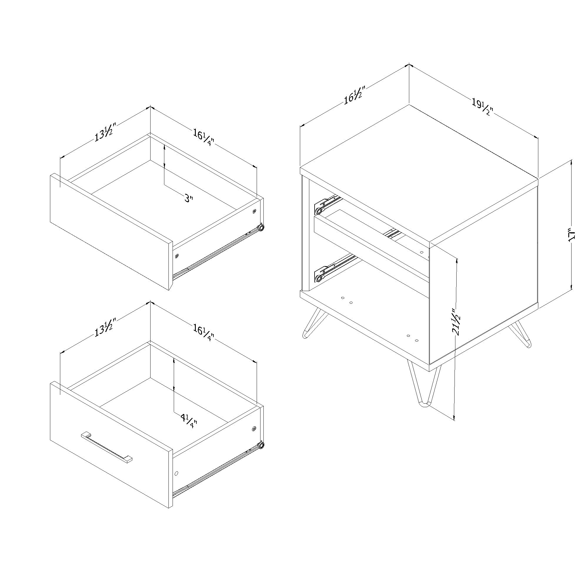 South Shore Olvyn 2-Drawer Nightstand-End Table with Storage, Natural Walnut and Charcoal