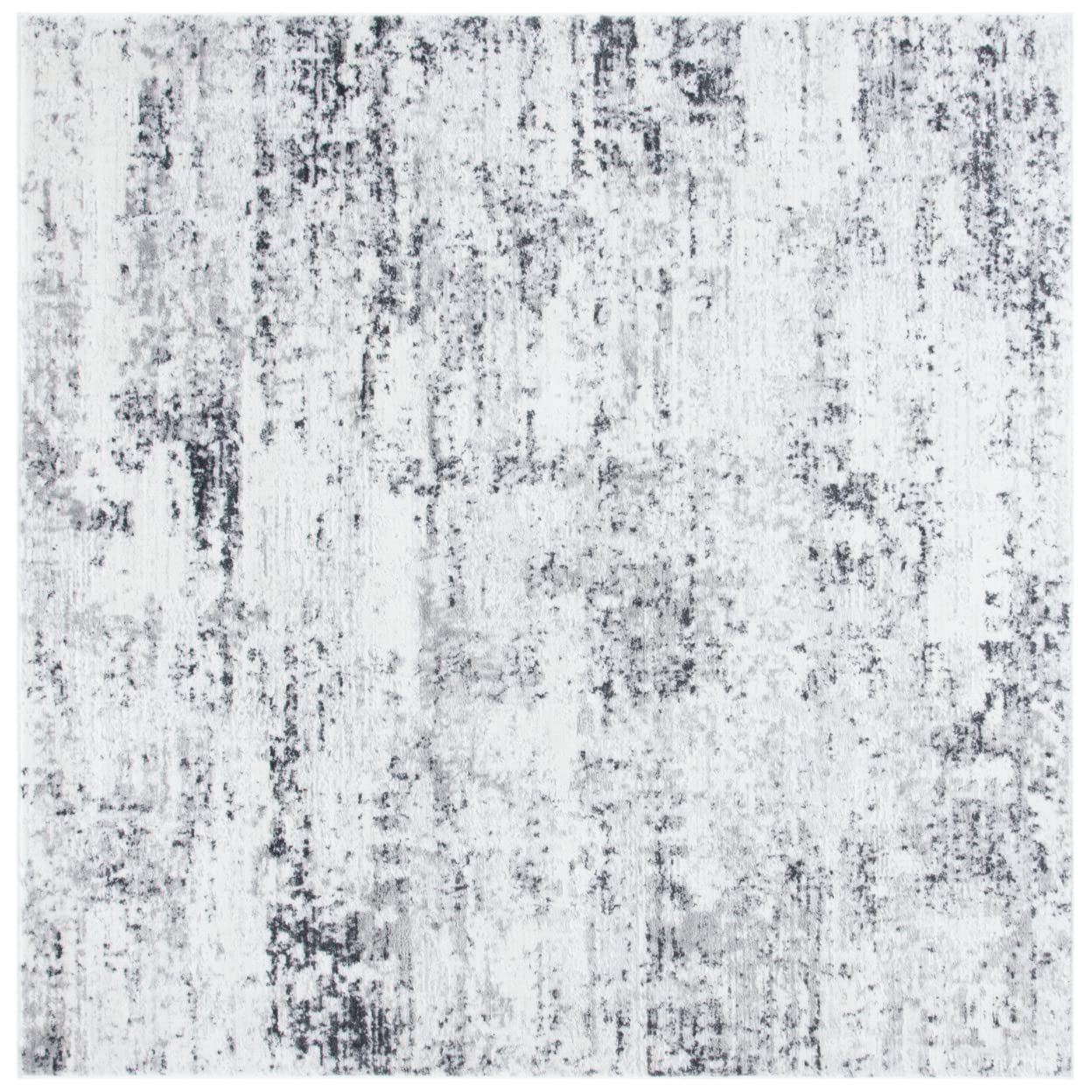 SAFAVIEH Amelia Collection Area Rug - 11 Square, Ivory & Grey, Modern Abstract Design, Non-Shedding & Easy Care, Ideal for High