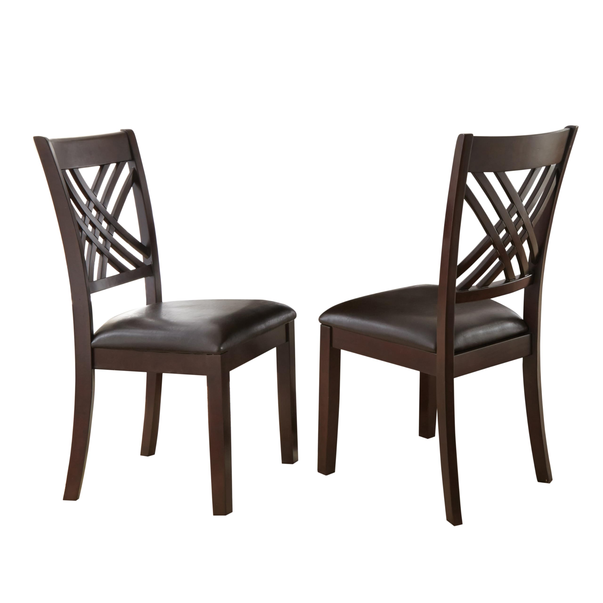 Steve Silver Company Adrian Side Chair, Set of 2 Chairs, Faux Leather Dining Room Chairs, Vegan Leather, Designer X Back, Espresso Cherry Finish, 19" L x 24" W x 40" H, Brown