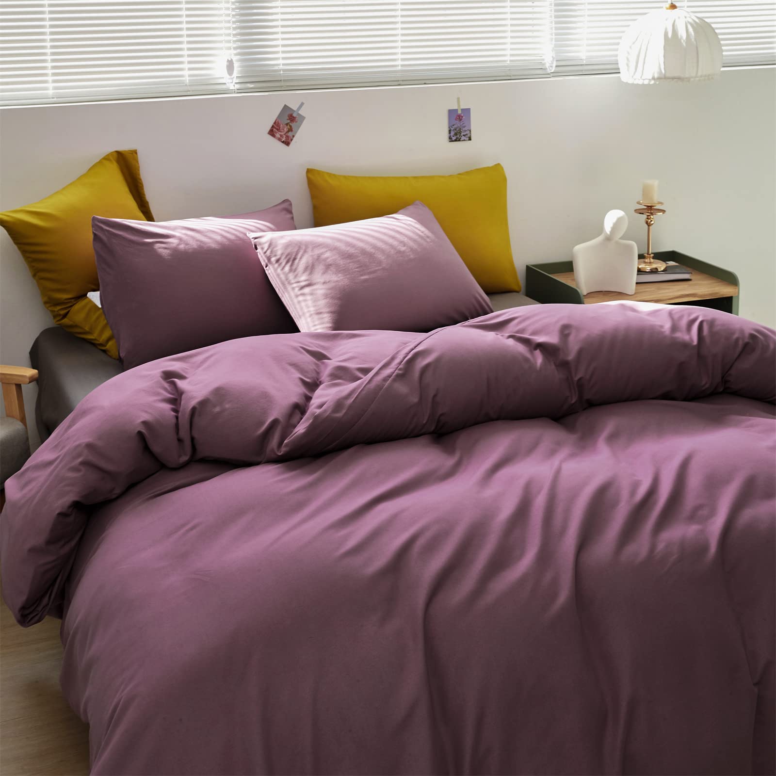 Clothknow Purple Comforter Set King 3Pcs Dusty Purple Bedding Comforter Sets Pale Mauve Comforter King Size Soft Purple King Com