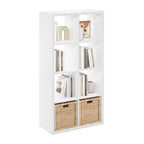 Furinno 8-Cube Open Back Decorative Storage Organizer, White - Stylish and Functional Cube Shelf for Home or Office