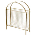 MyGift Mid-Century Design Magazine Rack, Matte Black Tone Metal Mesh Freestanding Magazine Organizer Holder Sling (Brass)