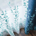 Melodieux Flower Embroidery Sheer Curtain for Living Room, Bedroom Farmhouse Style Rod Pocket Voile Drape, White/Blue, 52 by 84 