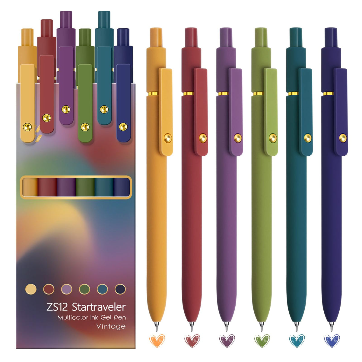 YOXMJDB 6 Pcs Colorful Pens Colored Pens 0.5mm Colored Ink Gel Pen Fin ...
