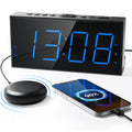 Loud Alarm Clock with Bed Shaker, Vibrating Alarm Clock for Heavy Sleepers Hearing Impaired Deaf Teens, Dual Alarm Clock with 7.