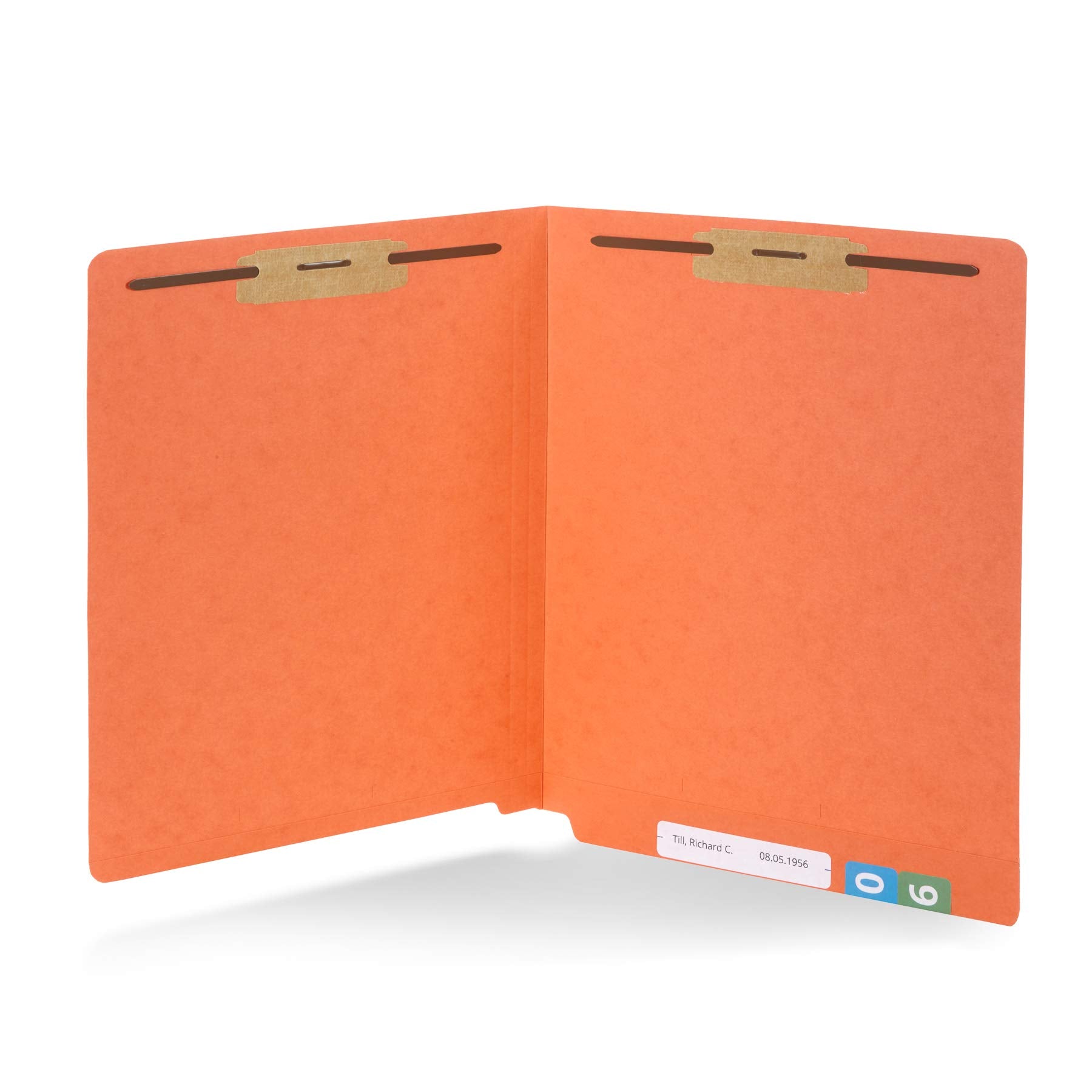 50 Orange End Tab Fastener File Folders - Reinforced Straight Cut Tab - Durable 2 Prongs Designed To Organize Standard Medical F