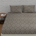Huesland By Ahmedabad Cotton 144 Tc Bedsheet Elastic Fitted Queen Size Bed With 2 Pillow Covers  Color | 5Ft X 6.5Ft | Taupe