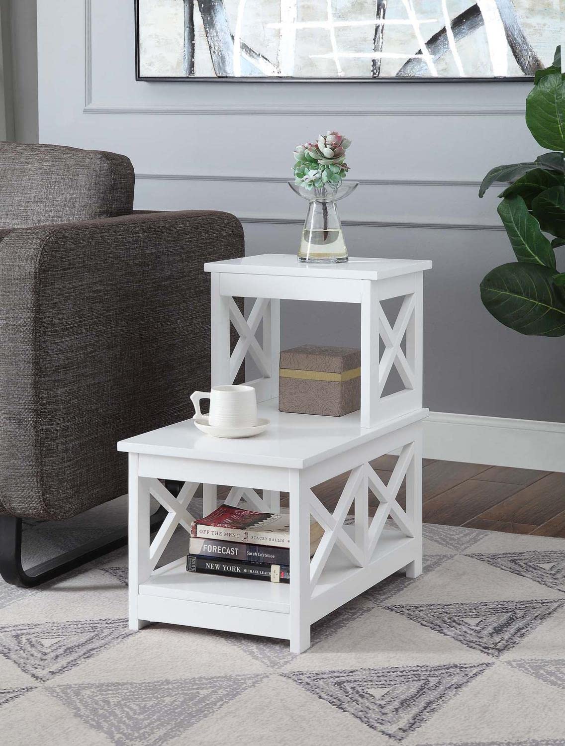 Convenience Concepts Oxford 2 Step Chairside End Table, White