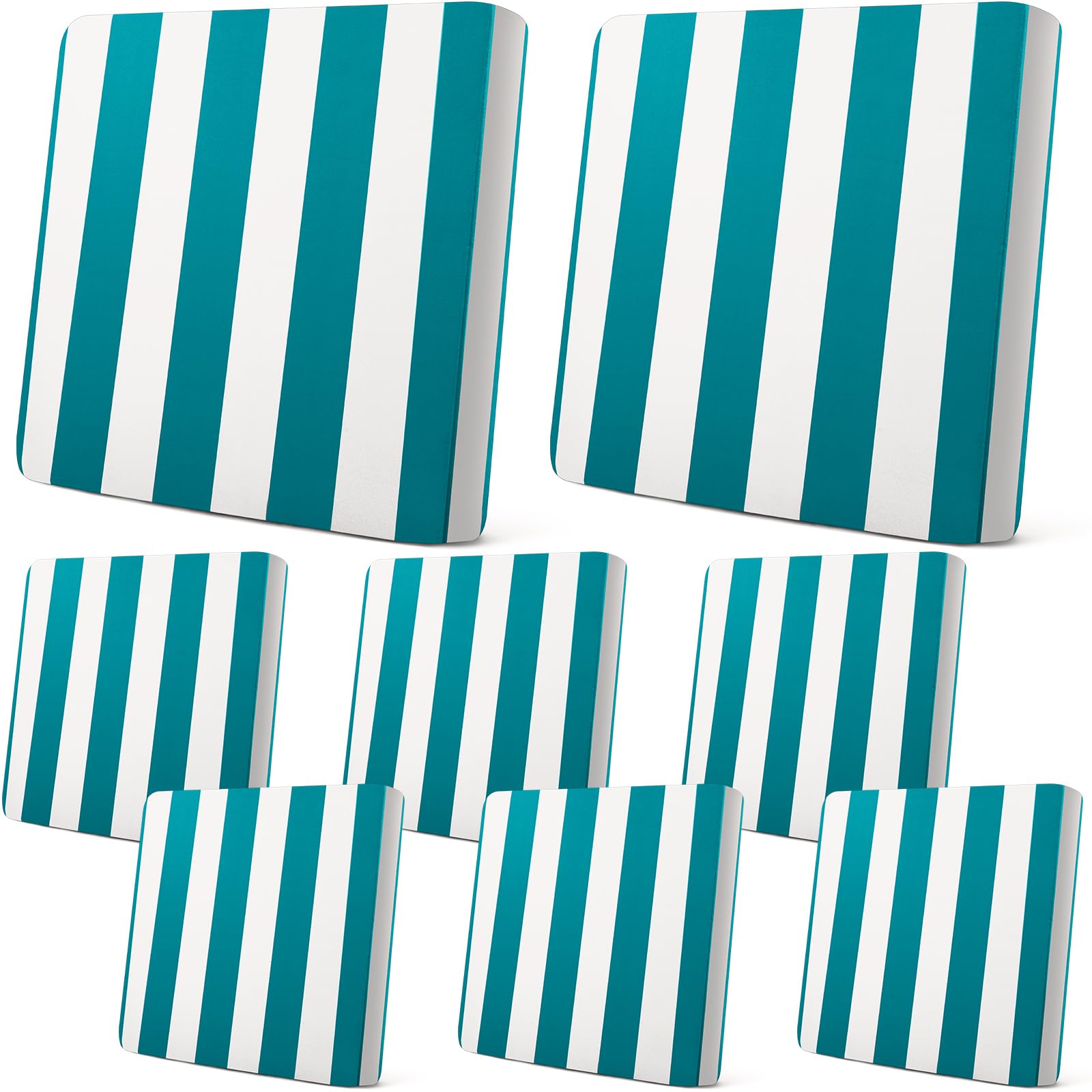Newwiee 8Pcs Patio Stretch Cushion Covers Stripe Outdoor Cushion Covers Replacement Patio Furniture Couch Slipcovers Sofa Chair
