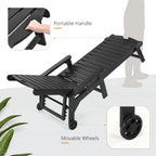 LUE BONA Oversized HDPS Chaise Lounge Chair with Table, 5-Position Adjustable, Black