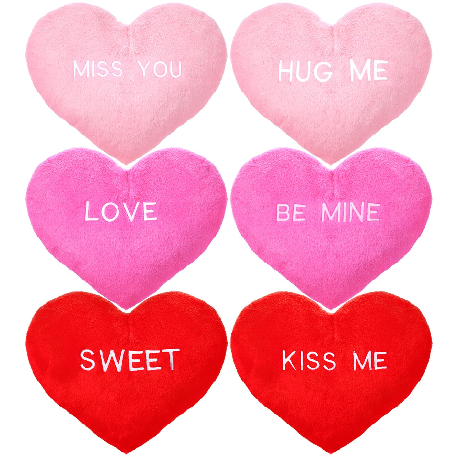Novabright 6 Pcs Valentines Day Heart Pillows 12 , Love Heart Shaped Pillow Plush Throw Pillow, Cute Pink Pillows for Gifts Vale