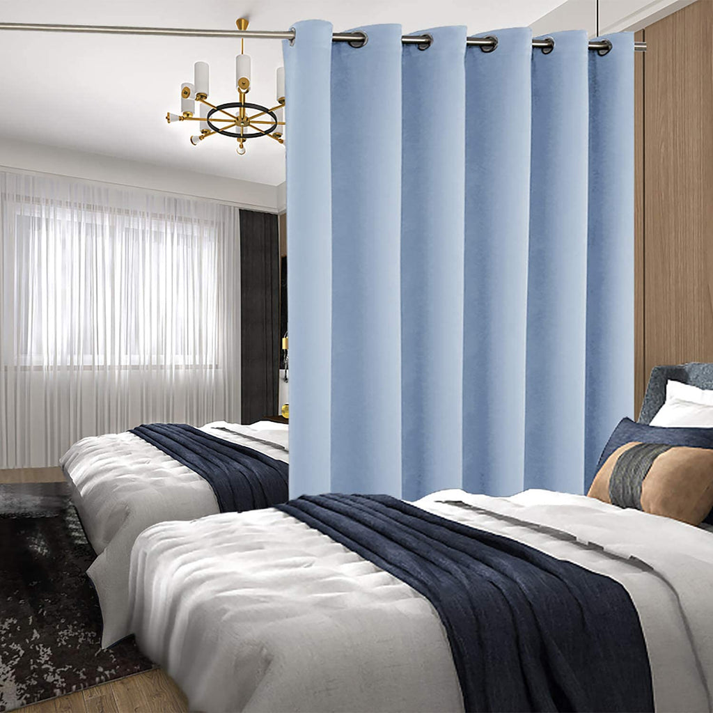 Bgment Fashion Sliding Door Curtain 120 X 96 Inches, Wide Thermal Blackout Curtains Room Darkening Room Divider Window Curtain, 1 Panel, Spa Blue, 96 Length X Wide 120