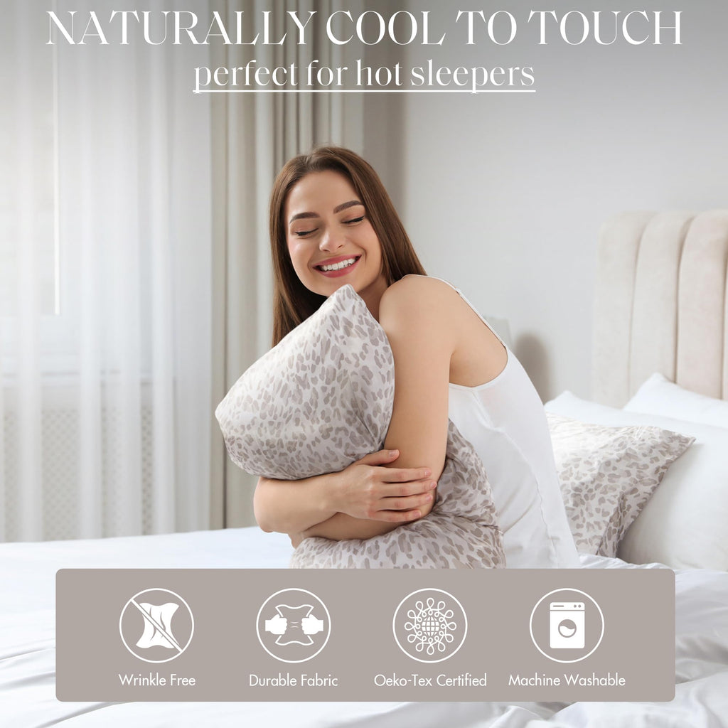 Madison Park Essentials Satin Sheet Set Luxury And Silky With Natural Sheen, Elastic 14' Pocket Fits Up To 16' Mattress, All Around Elastic - Year-Round Bedding, Twin Taupe Leopard 3 Piece