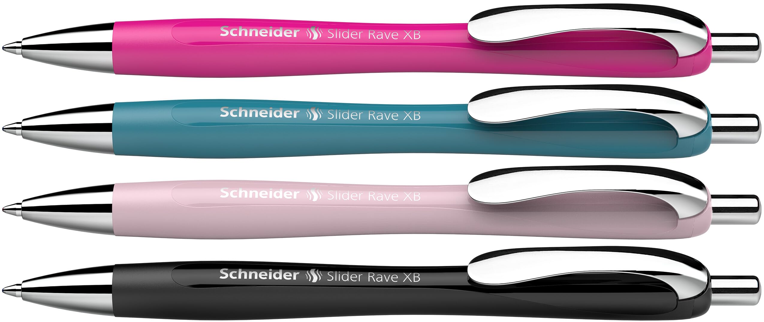 Schneider Slider Rave Xb 132564 Ballpoint Pen (Limited Special Edition, 1X Black, Power Pink, Teal, Pearl, Made In Germany) Pack