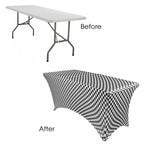 Your Chair Covers - 8 Ft Rectangular Fitted Spandex Tablecloths, Stretch Elastic Table Cover For Long Patio, Party, Birthday, Vendor Table - Black And White Checkered