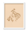 Poster Master Beige Cowboy Poster - Retro Cowboy on Bucking Horse Print - Rodeo Art - Western Art - Wild West Art - Gift for Him