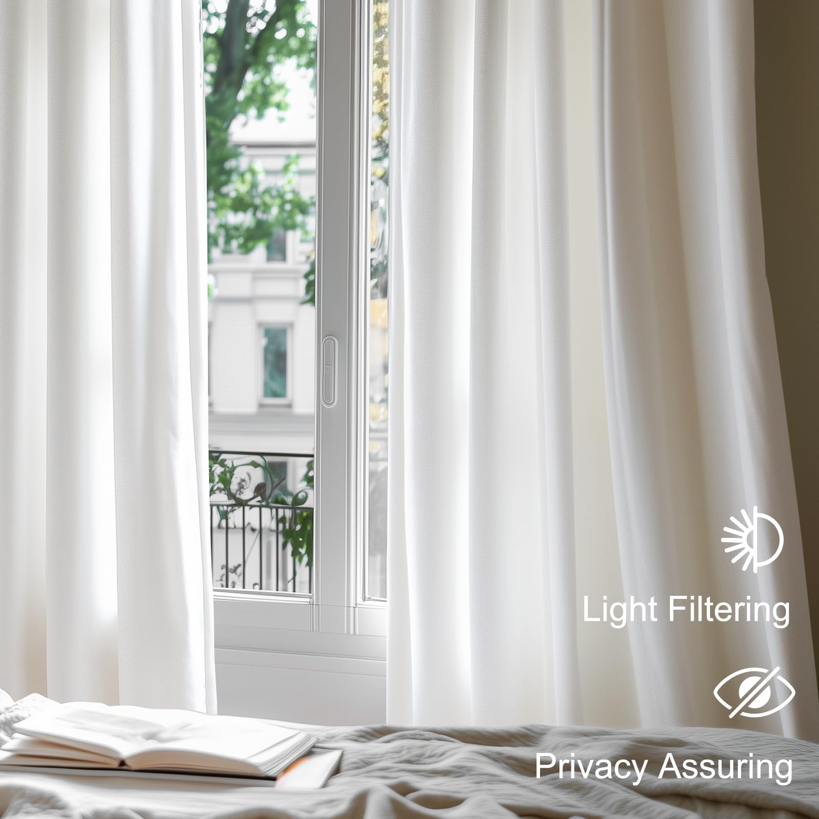 Lazzzy White Velvet Curtains Thermal Insulated Curtains 120 Inch Long Light Filtering Window Drapes For Bedroom Living Room Super Soft Luxury Window Treatment 2 Panels Rod Pocket, W42 X L120