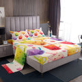 Feelyou Boba Tea Bed Sheets Set Full Size Bubble Tea Deep Pocket Fitted Sheet Drinking Bedding Sets Colorful Soft Bed Set 4Pcs w