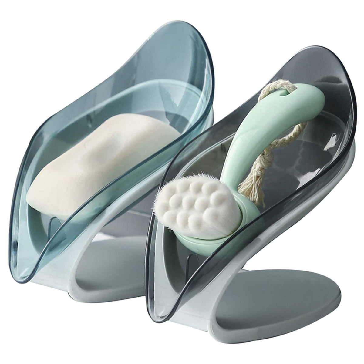 AUGEN Soap Holder LeafShape Self Draining Soap Dish Holder, Not Punched Easy Clean Bar Soap Holder, with Suction Cup Soap Dish