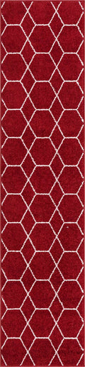 Unique Loom Trellis Frieze Collection Area Rug - Geometric (2 x 8 8 Runner, Red/ Ivory)