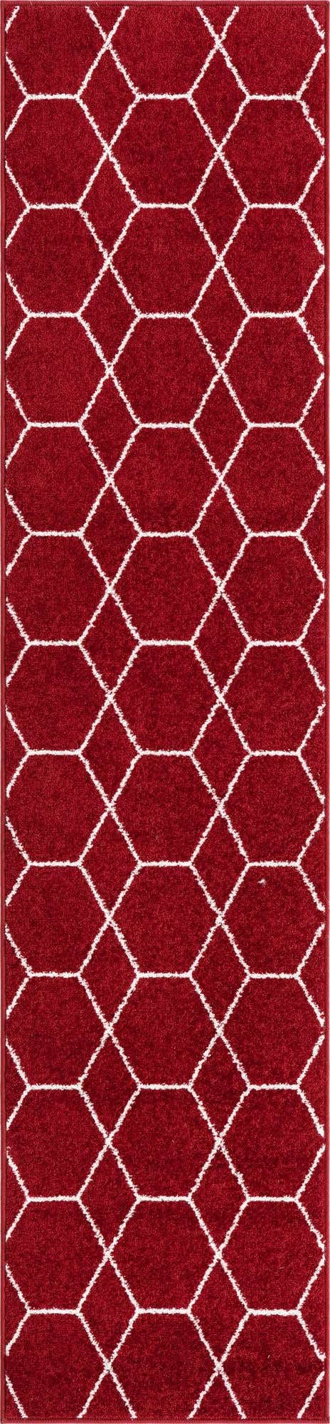 Unique Loom Trellis Frieze Collection Area Rug - Geometric (2 x 8 8 Runner, Red/ Ivory)