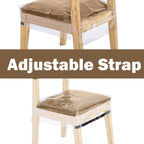 Ofidelity 6 Pack Plastic Chair Covers For Dining Room Chairs, Stain, Water And Kitty Scratch Resistant Clear Pvc Chair Protector With Adjustable Belt Strap For Most 18'- 20' Standard Chair