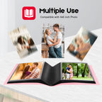 Small Photo Album 5X7 Holds 64 Photos Black Inner Page With Strong Elastic Band, 5X7 Mini Book Photo Pictures Album For Artwork,