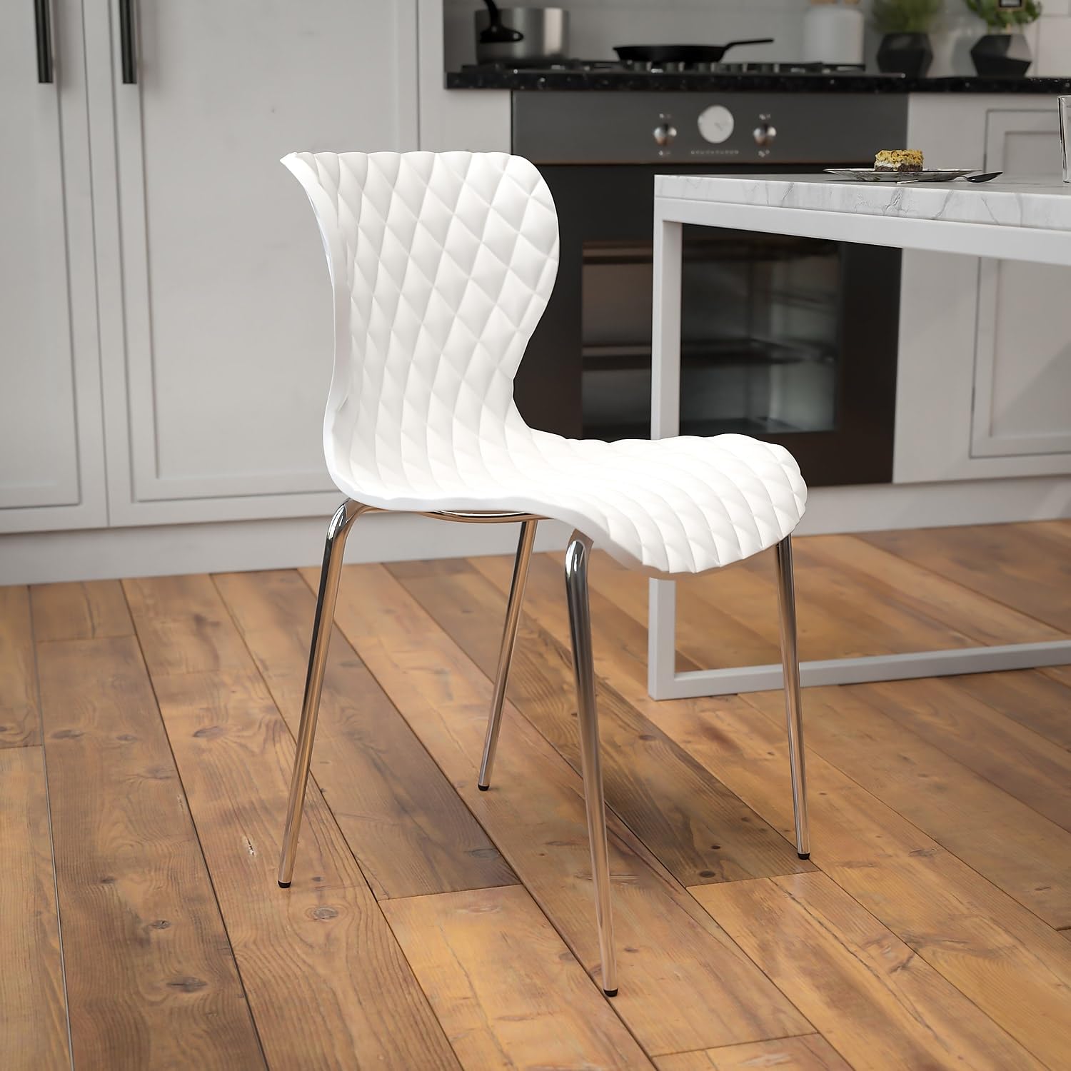 Flash Furniture Lowell Contemporary Design White Plastic Stack Chair
